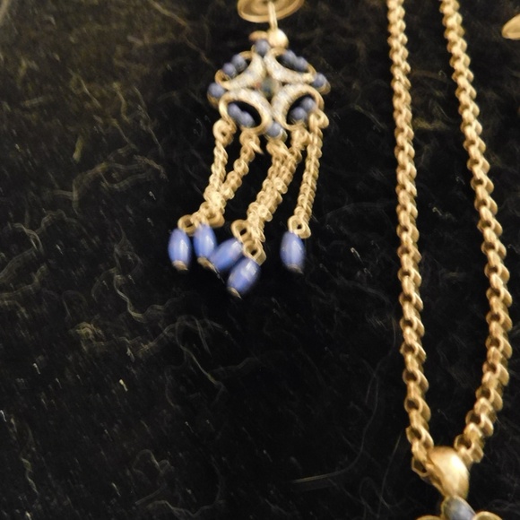 Blue Dangle Earrings and Necklace Set - Picture 4 of 4